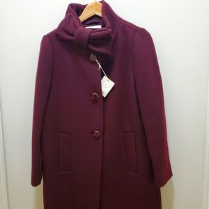 Kate Spade Bow Funnel neck wool coat